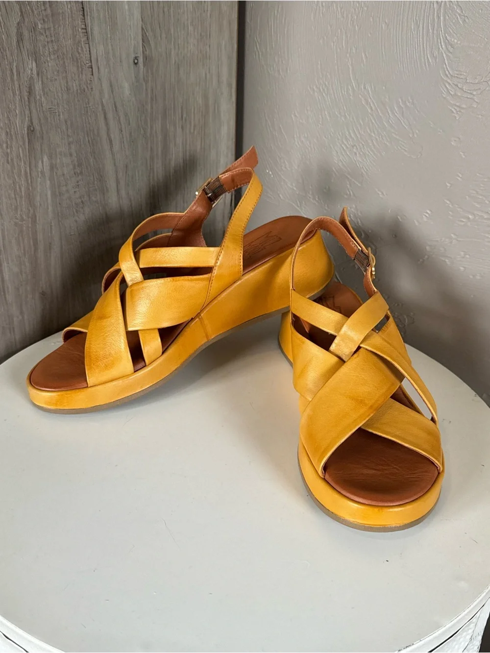 Miz Mooz Leather Slingback Sandals - Yellow
